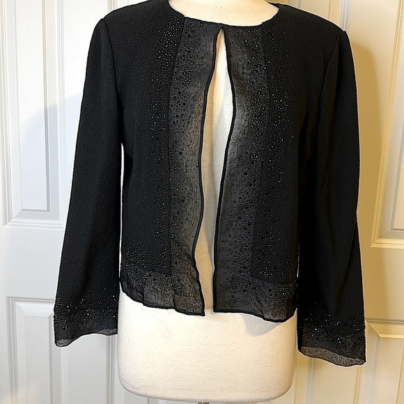 St. John Beaded Organza Trimmed Boucle Jacket Sz12 NWOT - Picture 2 of 15